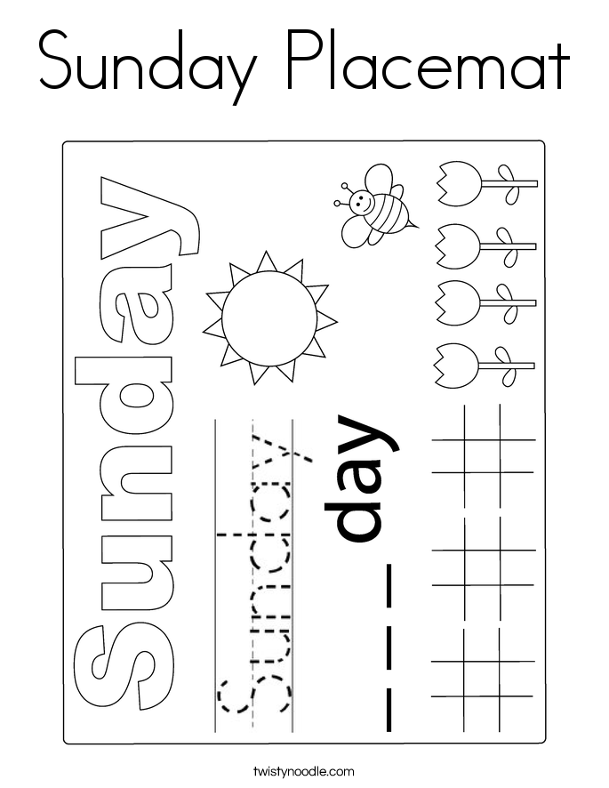 Sunday Placemat Coloring Page