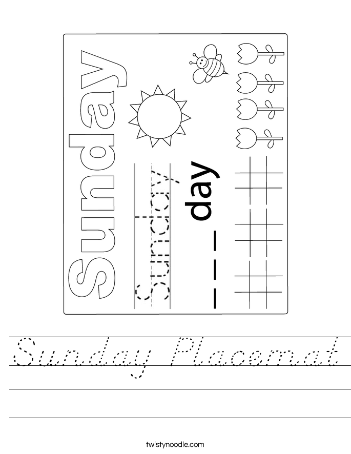 Sunday Placemat Worksheet