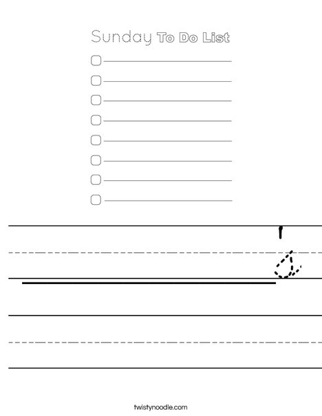 Sunday To Do List Worksheet