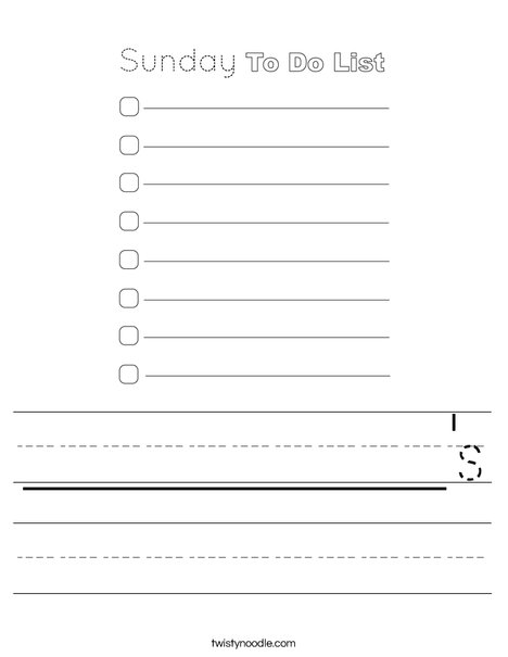 Sunday To Do List Worksheet