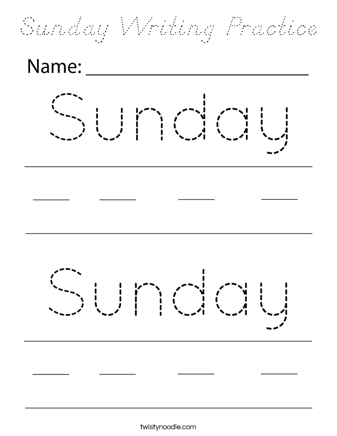Sunday Writing Practice Coloring Page