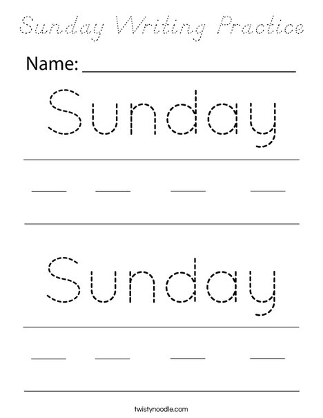 Sunday Writing Practice Coloring Page