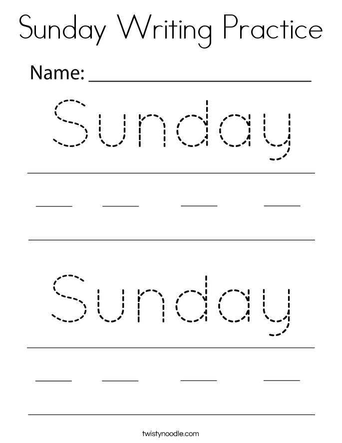 Sunday Writing Practice Coloring Page