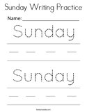 Sunday Writing Practice Coloring Page