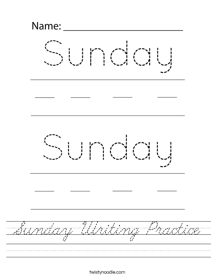 Sunday Writing Practice Worksheet