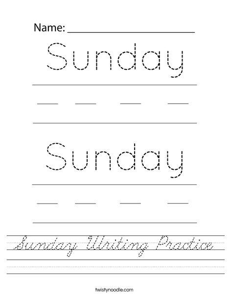 Sunday Writing Practice Worksheet