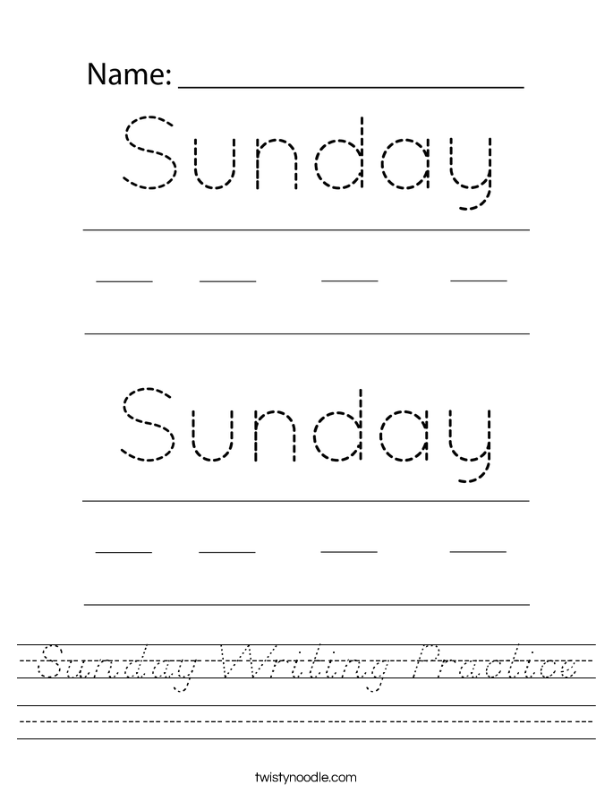Sunday Writing Practice Worksheet
