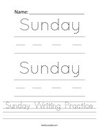 Sunday Writing Practice Handwriting Sheet