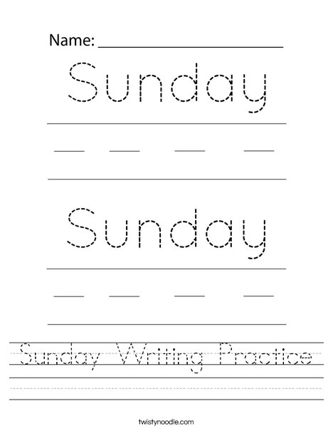 Sunday Writing Practice Worksheet