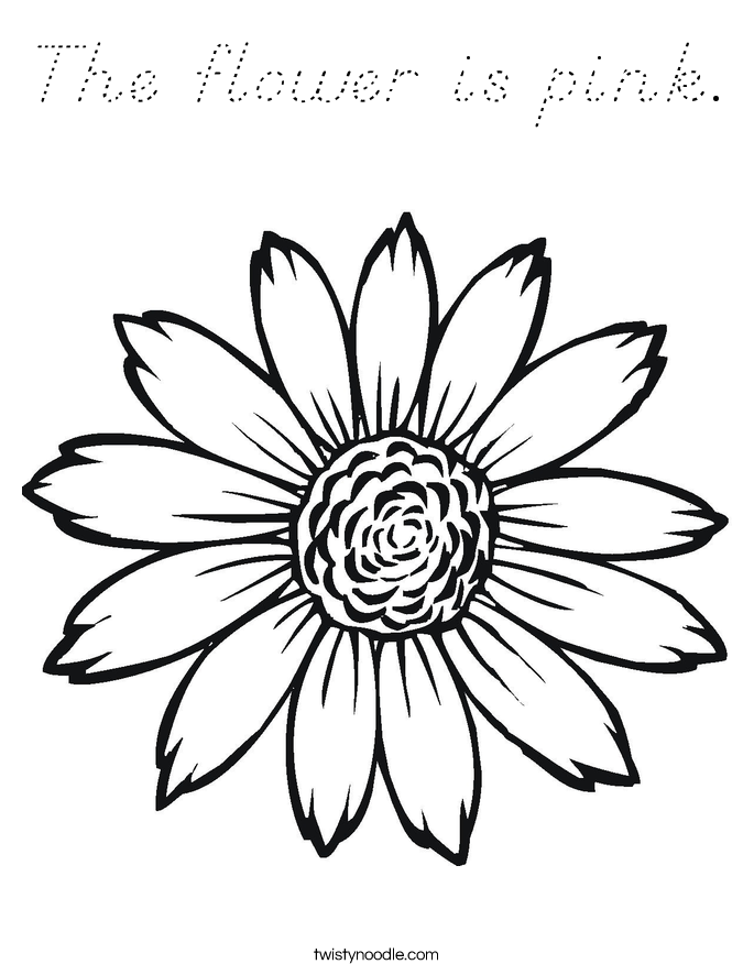The flower is pink. Coloring Page
