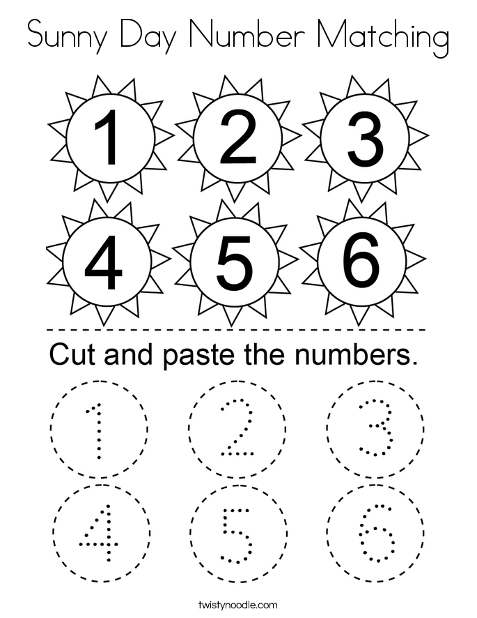 Sunny Day Number Matching Coloring Page