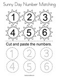 Sunny Day Number Matching Coloring Page