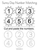 Sunny Day Number Matching Coloring Page