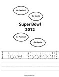I love football! Worksheet