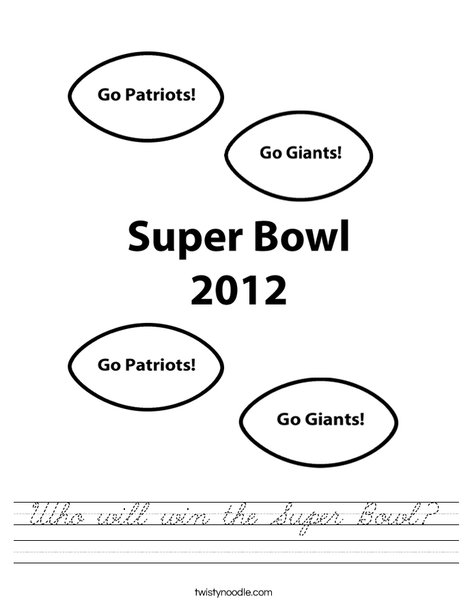 Super Bowl 2012 Worksheet