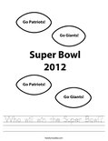 Who will win the Super Bowl? Worksheet