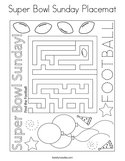 Super Bowl Sunday Placemat Coloring Page