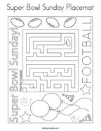 Super Bowl Sunday Placemat Coloring Page