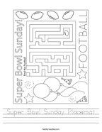 Super Bowl Sunday Placemat Handwriting Sheet