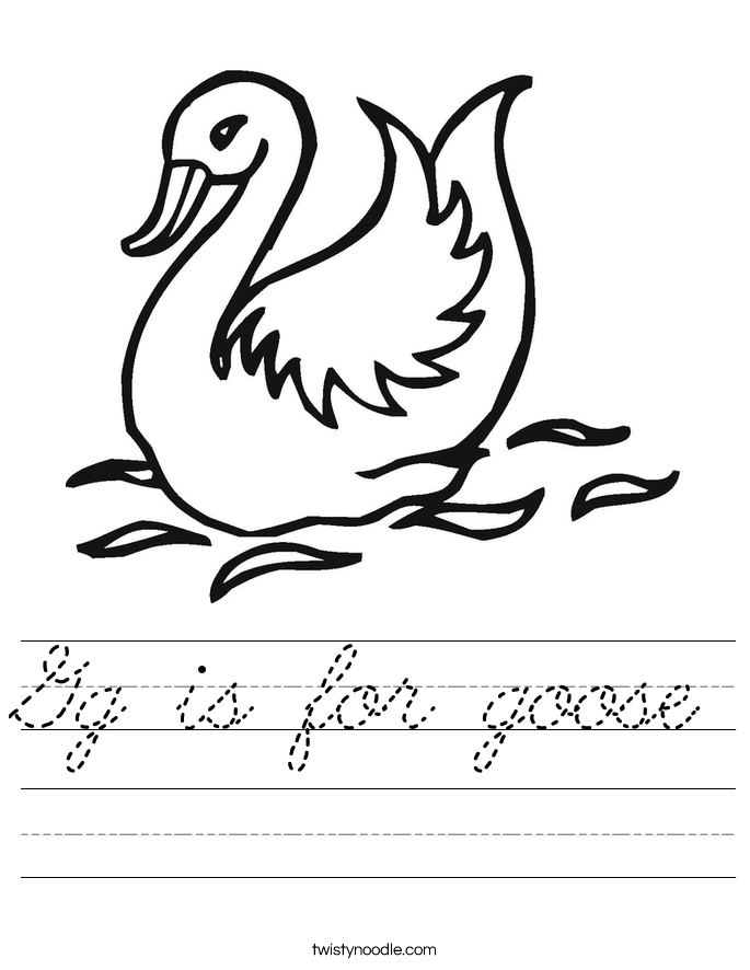 Gg is for goose Worksheet