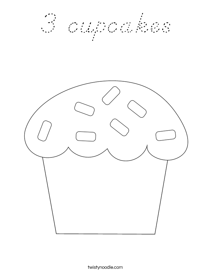3 cupcakes Coloring Page