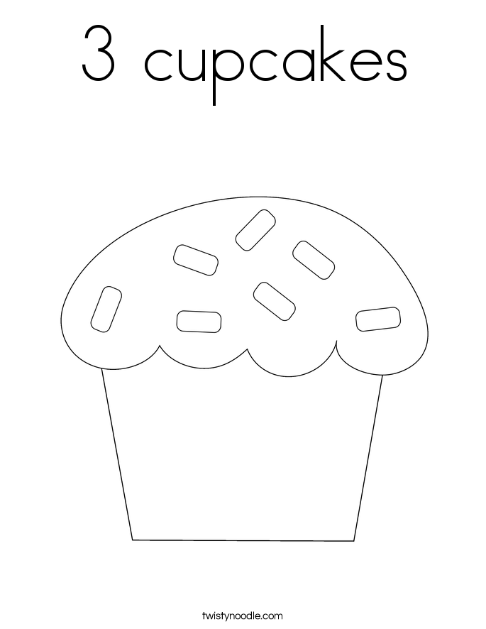 3 cupcakes Coloring Page