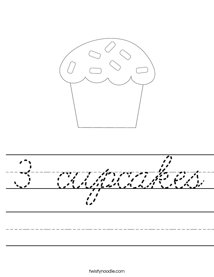 3 cupcakes Worksheet
