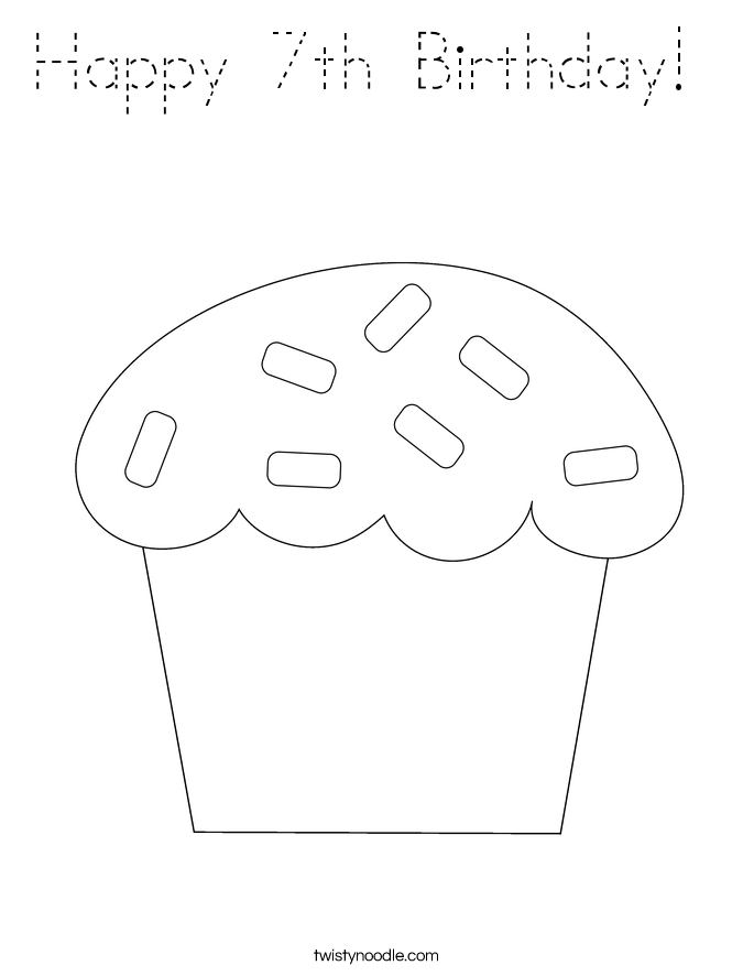 Happy 7th Birthday!  Coloring Page