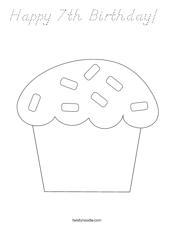 Happy 7th Birthday!  Coloring Page