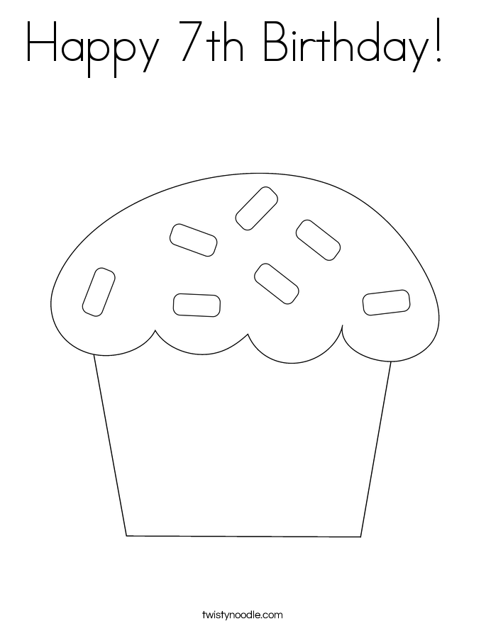 Happy 7th Birthday!  Coloring Page