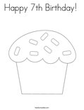 Happy 7th Birthday!  Coloring Page
