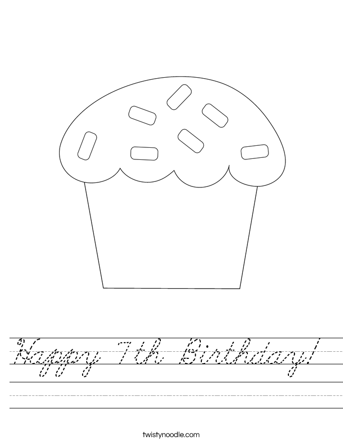 Happy 7th Birthday!  Worksheet