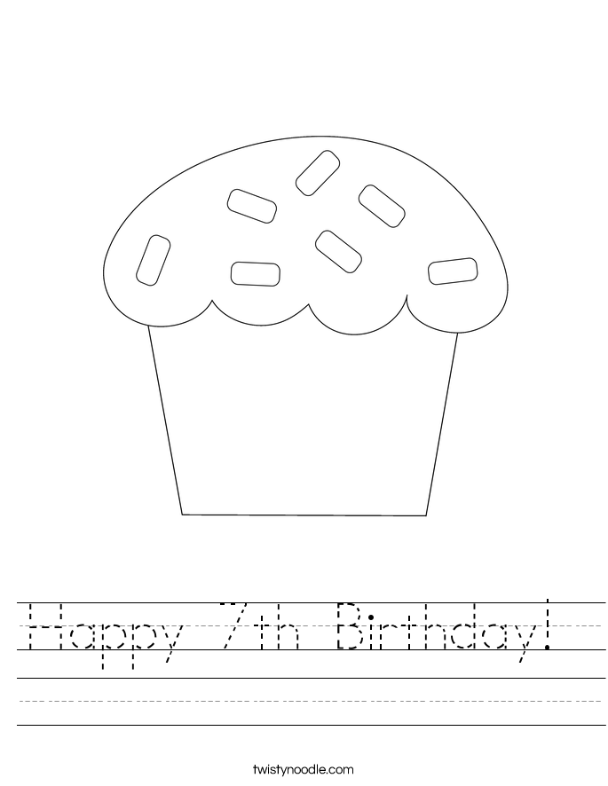 Happy 7th Birthday!  Worksheet