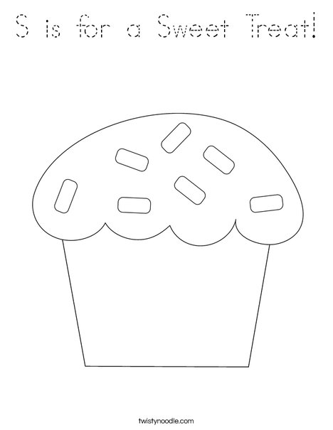 S is for a Sweet Treat Coloring Page - Tracing - Twisty Noodle