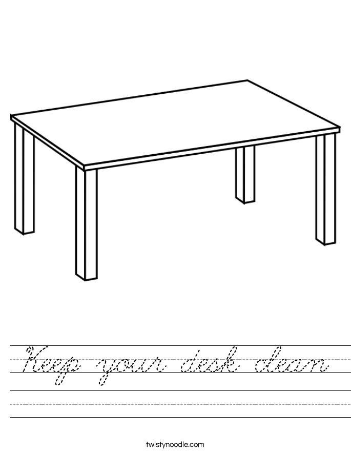 Keep your desk clean Worksheet