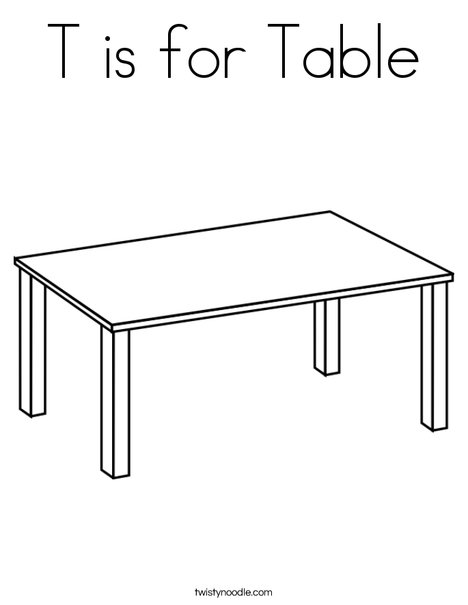 T is for Table Coloring Page
