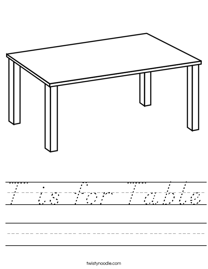 T is for Table Worksheet