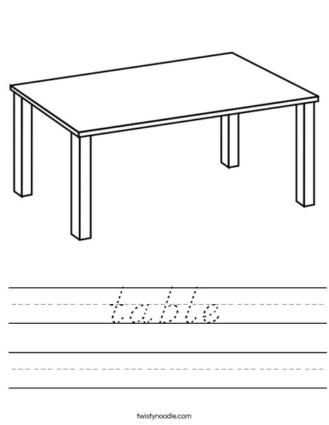 T is for Table Worksheet
