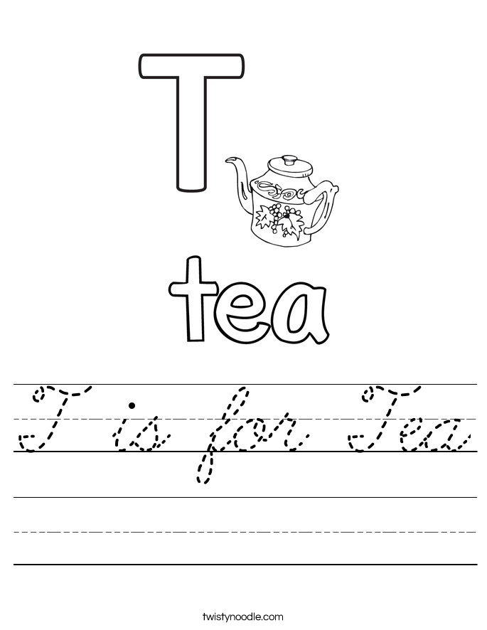 T is for Tea Worksheet