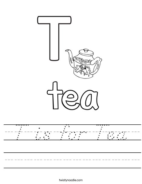 T is for Tea Worksheet