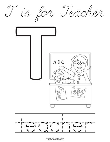 T is for Teacher Coloring Page