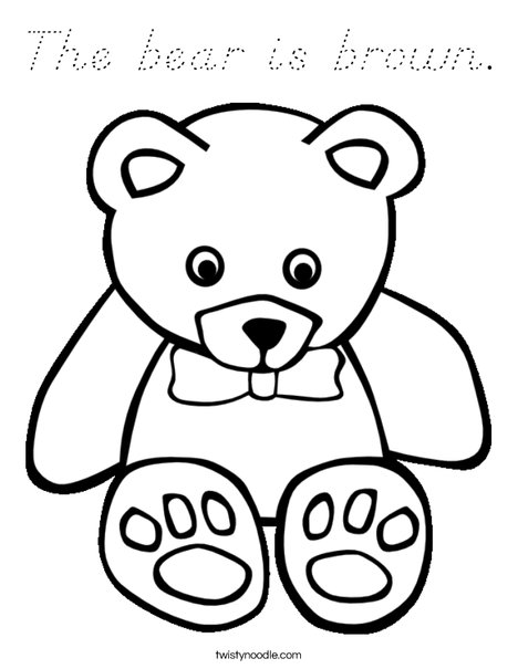 T is for Teddy Bear Coloring Page