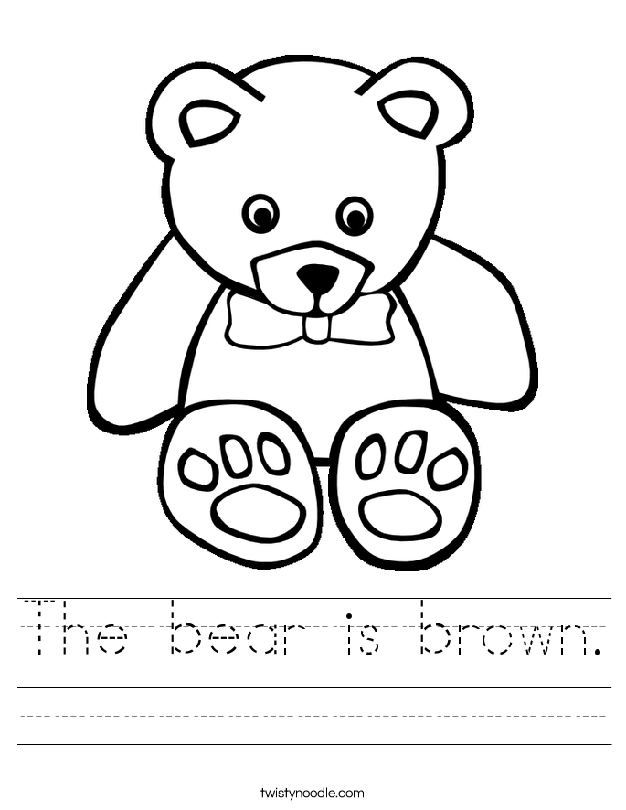 The Bear Is Brown Worksheet Twisty Noodle The Bear Is Brown Worksheet Twisty Noodle
