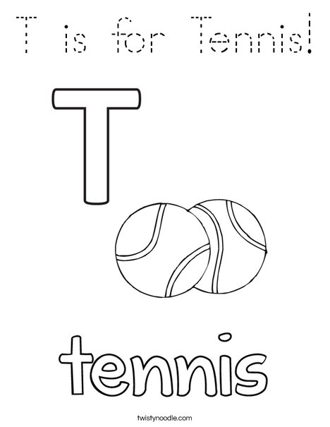 T is for Tennis Coloring Page