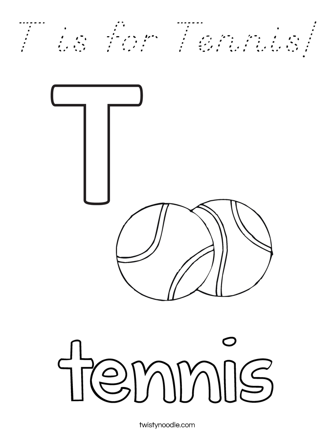 T is for Tennis! Coloring Page