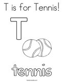 T is for Tennis Coloring Page