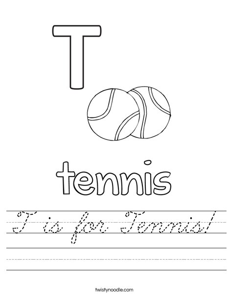 T is for Tennis Worksheet
