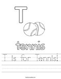 T is for Tennis! Worksheet