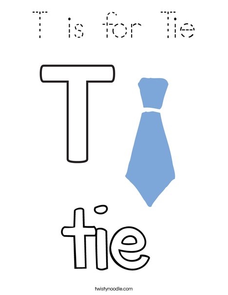 T is for Tie Coloring Page