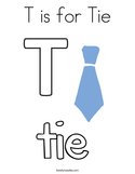 T is for Tie Coloring Page